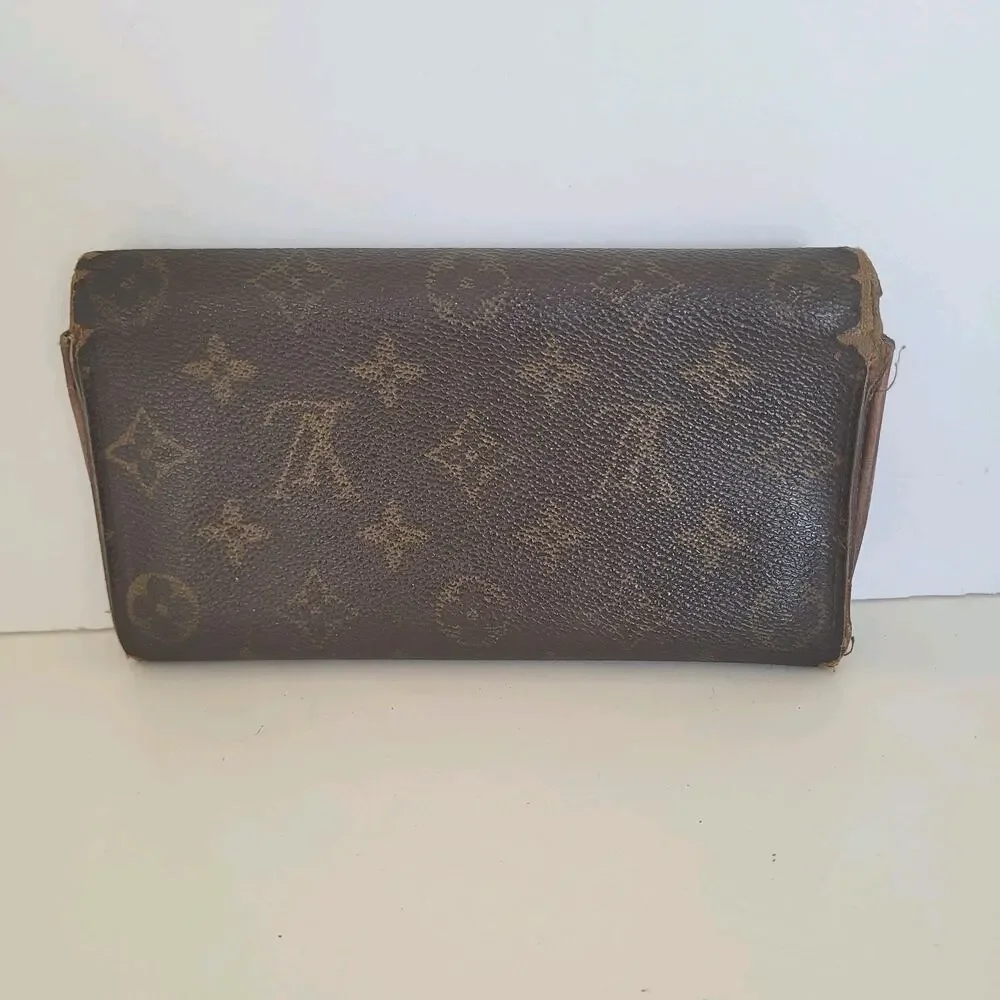 Authentic‎ LOUIS VUITTON LV Vintage Monogram Sarah Wallet Envelope Leather Large